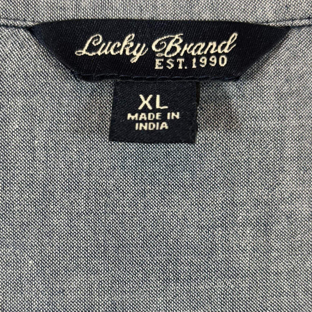 Lucky Brand Navy Blue and White Plaid Button Down Shirt - Picture 2 of 7